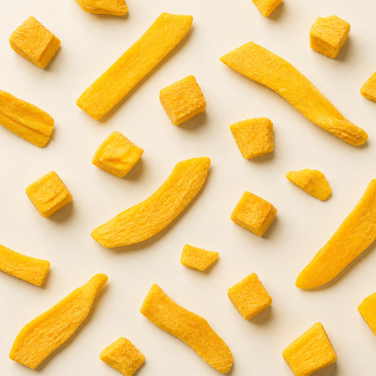 Frystorkad mango på ljus bakgrund